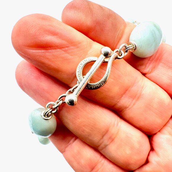 Michael Dawkins Sterling Silver Light Green Gemstone Necklace 36 Inch 137 Grams - Picture 3 of 3